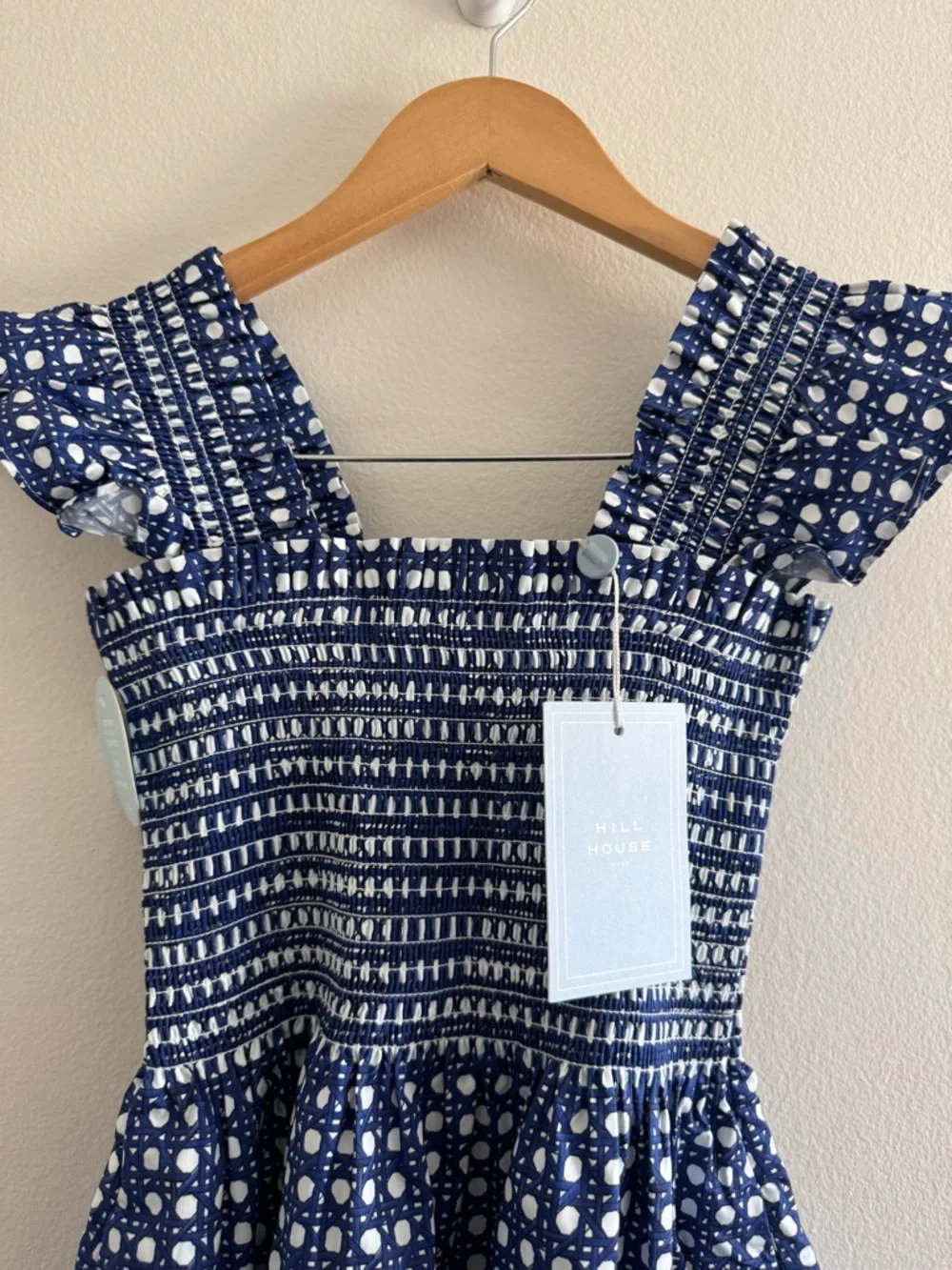 NWT Hill House The Elizabeth Nap Mini Dress in Blue Basket Weave size XXS - Picture 7 of 12